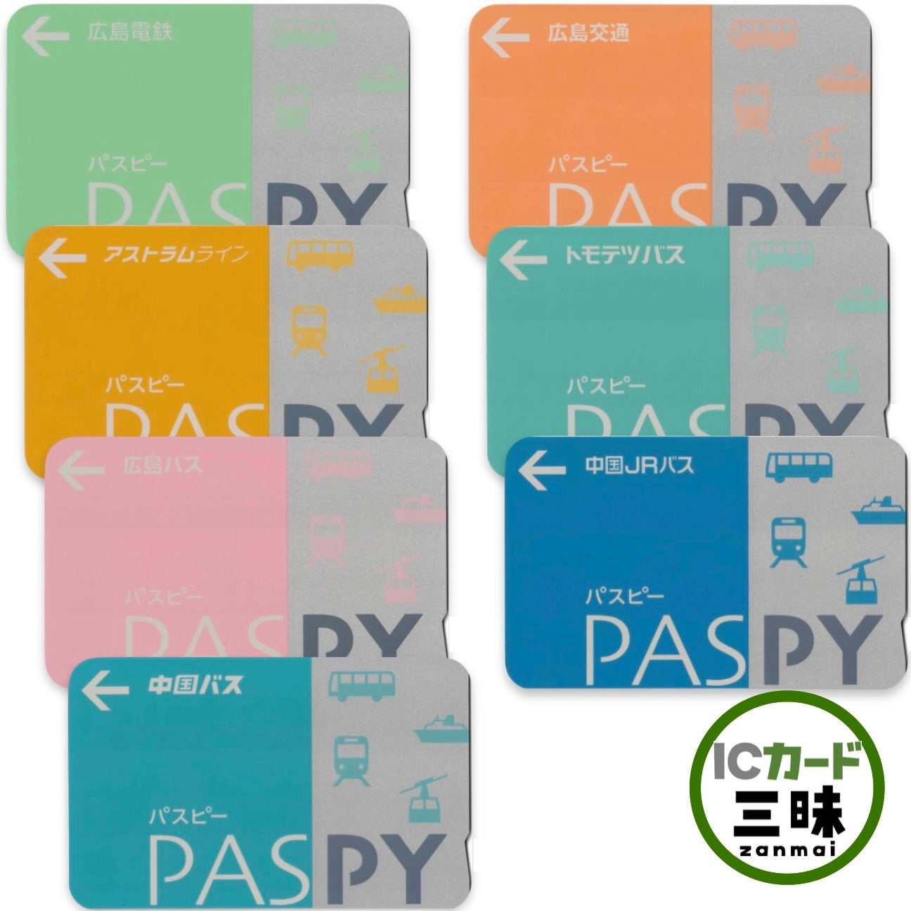 【サービス終了】PASPY（パスピー）7枚組 広島県 ローカルカード
